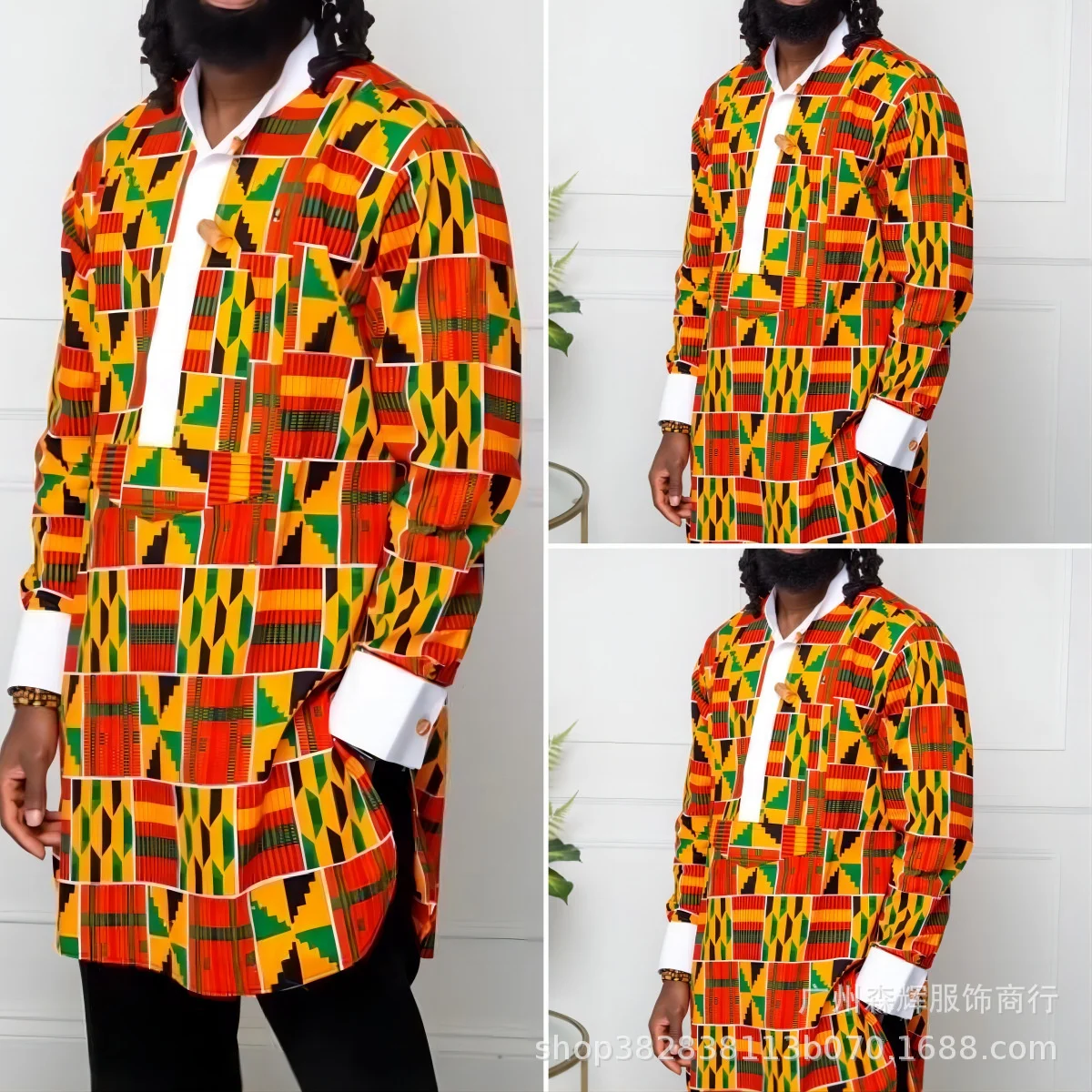 

Рубашка мужская с длинным рукавом и цифровым принтом