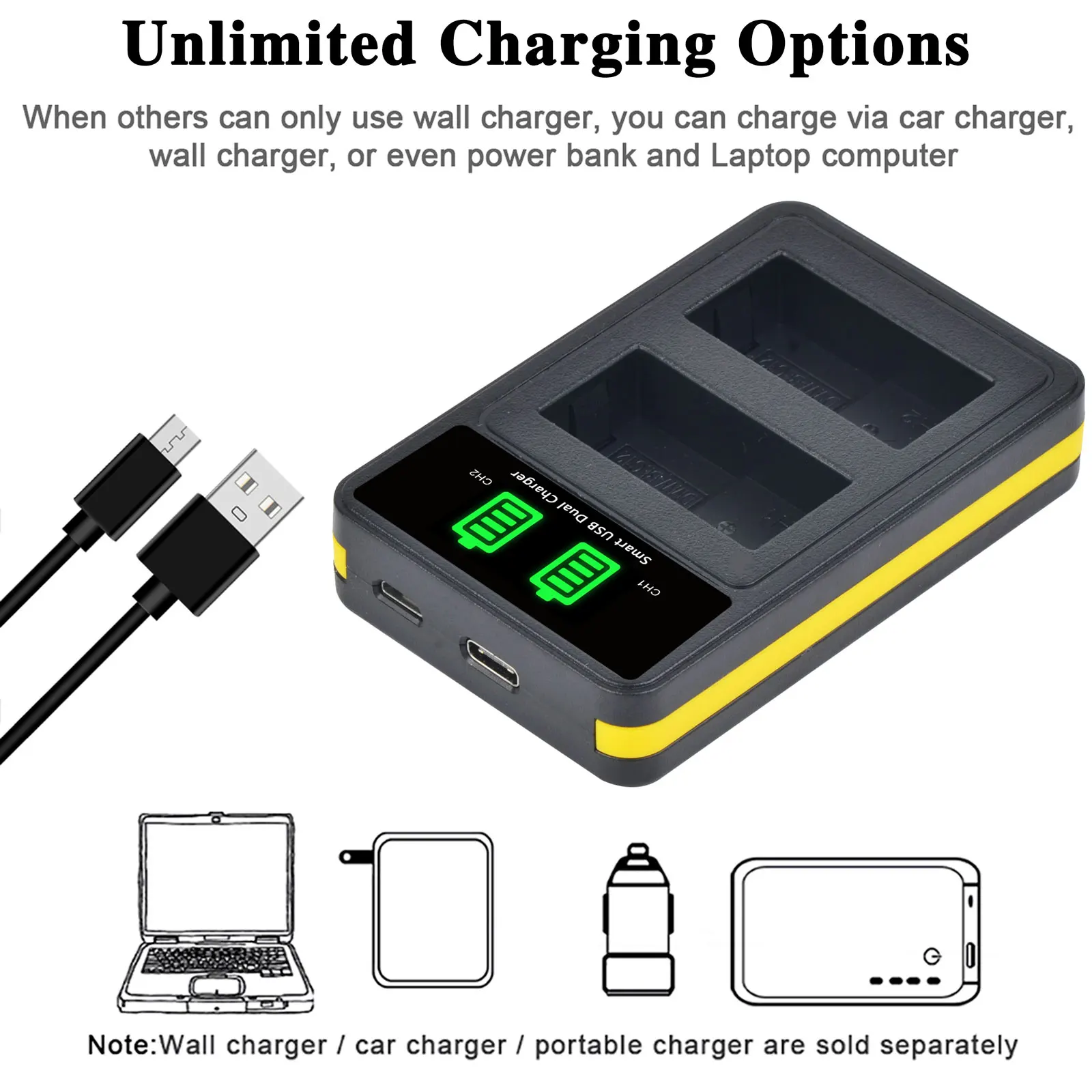 Аккумулятор DMW-BLC12 BLC12E + двойной зарядный прибор со светодиодной подсветкой USB, порт типа C для Panasonic Lumix FZ1000 FZ200 FZ300 DMC-G5 G6 G7 GH2 GX8 G85 FZ2500 (art.: 3920cb93553d5) - 3920cb93553d5