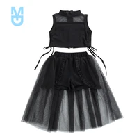 new baby 2 8y summer child kid girl clothes set black vest tops tulle skirts fashion outfits children costumes