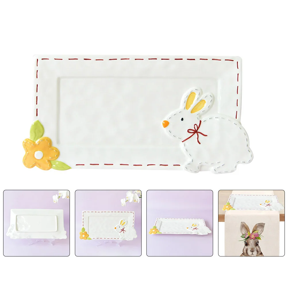 

1pc Cartoon Ceramic Plate Household Children Food Dish Practical Rabbit Plate