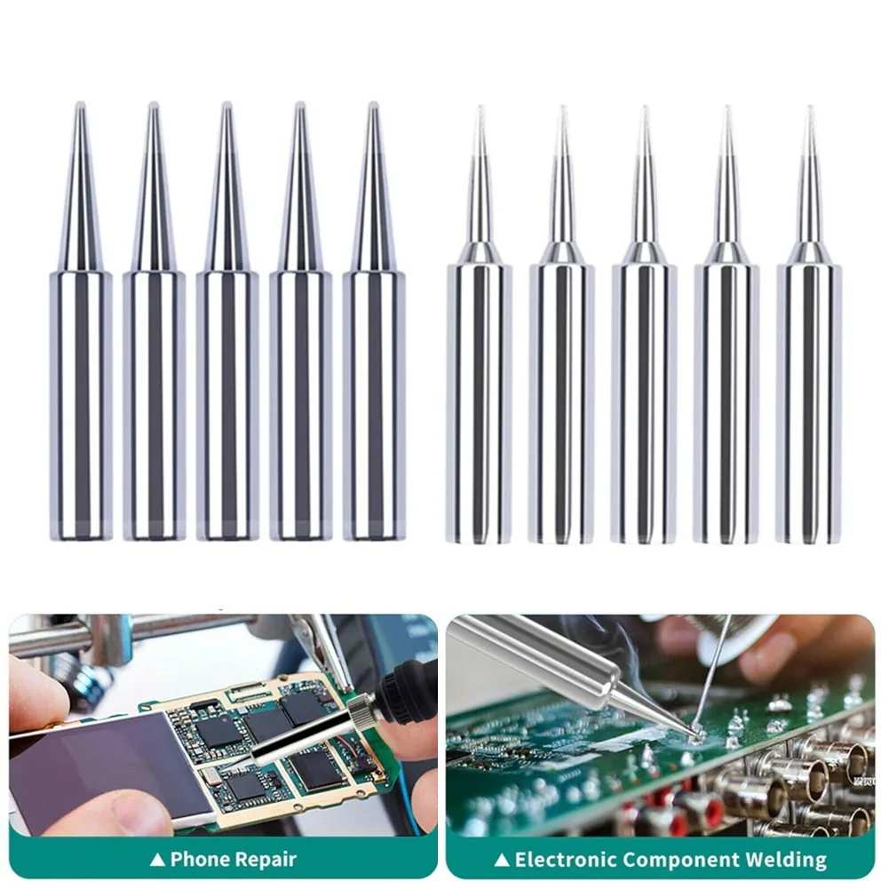 

Light Weight 10 Pack Soldering Iron Tip 1.65\\\" Silver Stable Performance 200~480℃ 900M-T-I / 900M-T-B High Safety