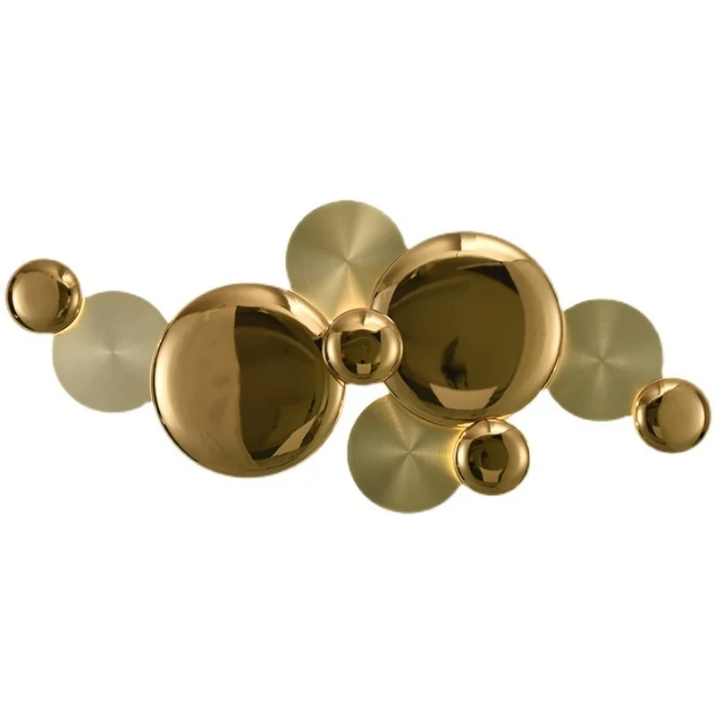 

Nordic modern light luxury atmosphere golden electroplating living room large villa hall study bedroom background wall lamp