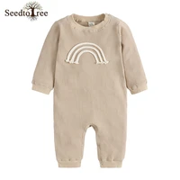 2022 casual solid color baby jumpsuit 0 3y round neck long sleeve concealed buckle bodysuits cotton kids rompers