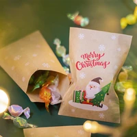 48pcs christmas kraft paper bags santa claus snowman fox holiday xmas party favor bag candy cookie pouch gift wrapping supplies