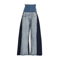 contrast color jeans womens autumn new fashion high waist drape loose all match thin mopping pants womens trend