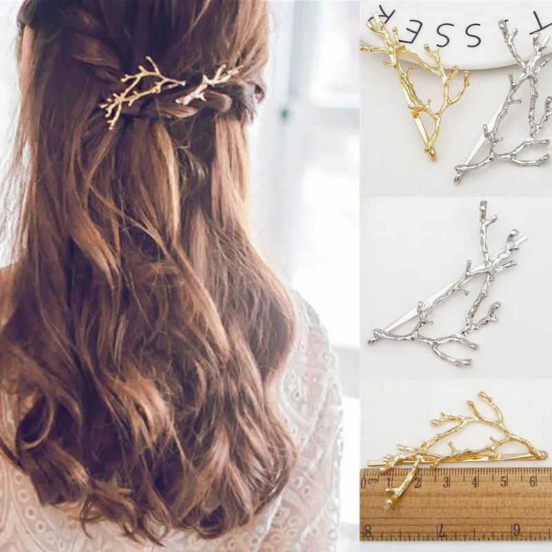 

Fashion Woman Hair Accessories Alloy Side Clamping Clip Branches Antlers Hair Clip Personality Princess Jewelry Hairpin Holder