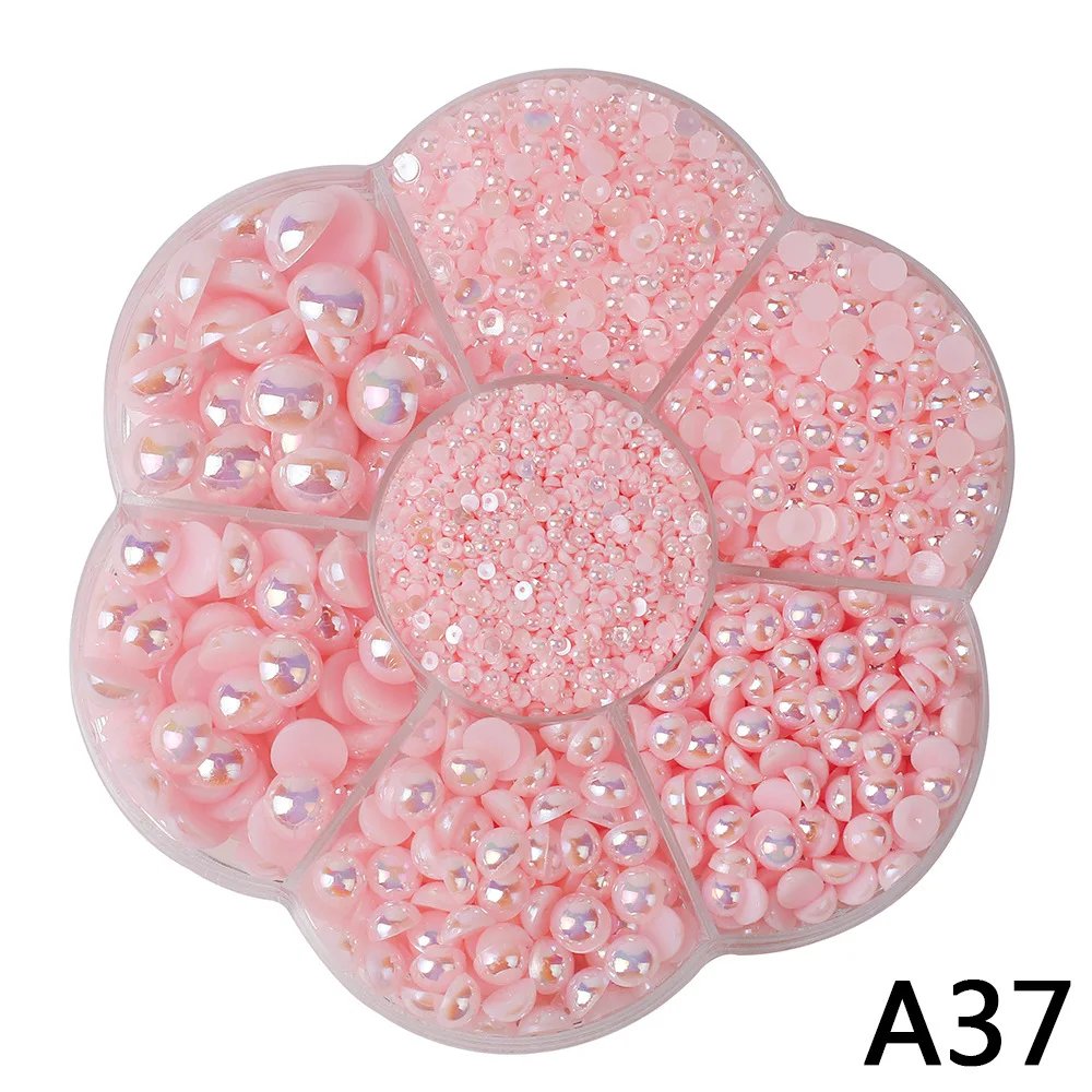 

AB Color Half Round Pearls 2/3/4/5/6/8/10mm Mixed Size 2800pcs Flatback Pearl Beads Scrapbook Beads For Jewelry Making DIY