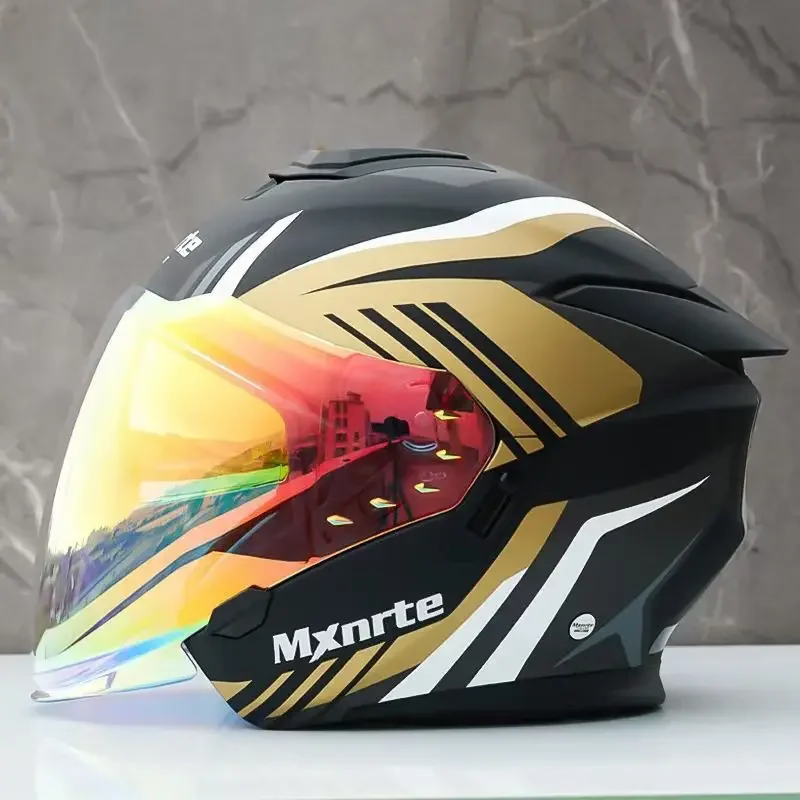 Мотоциклетный шлем Mxnrte с двойными линзами милый открытым лицом мультяшный для
