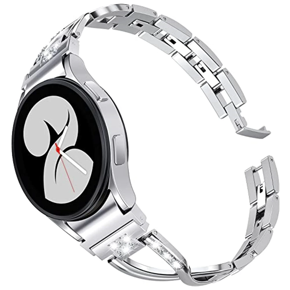 

Металлический браслет без зазора для Samsung Galaxy Watch 4 Band 40 мм 44 мм/Watch 4 Classic 46 мм 42 мм, браслет-цепочка из нержавеющей стали со стразами