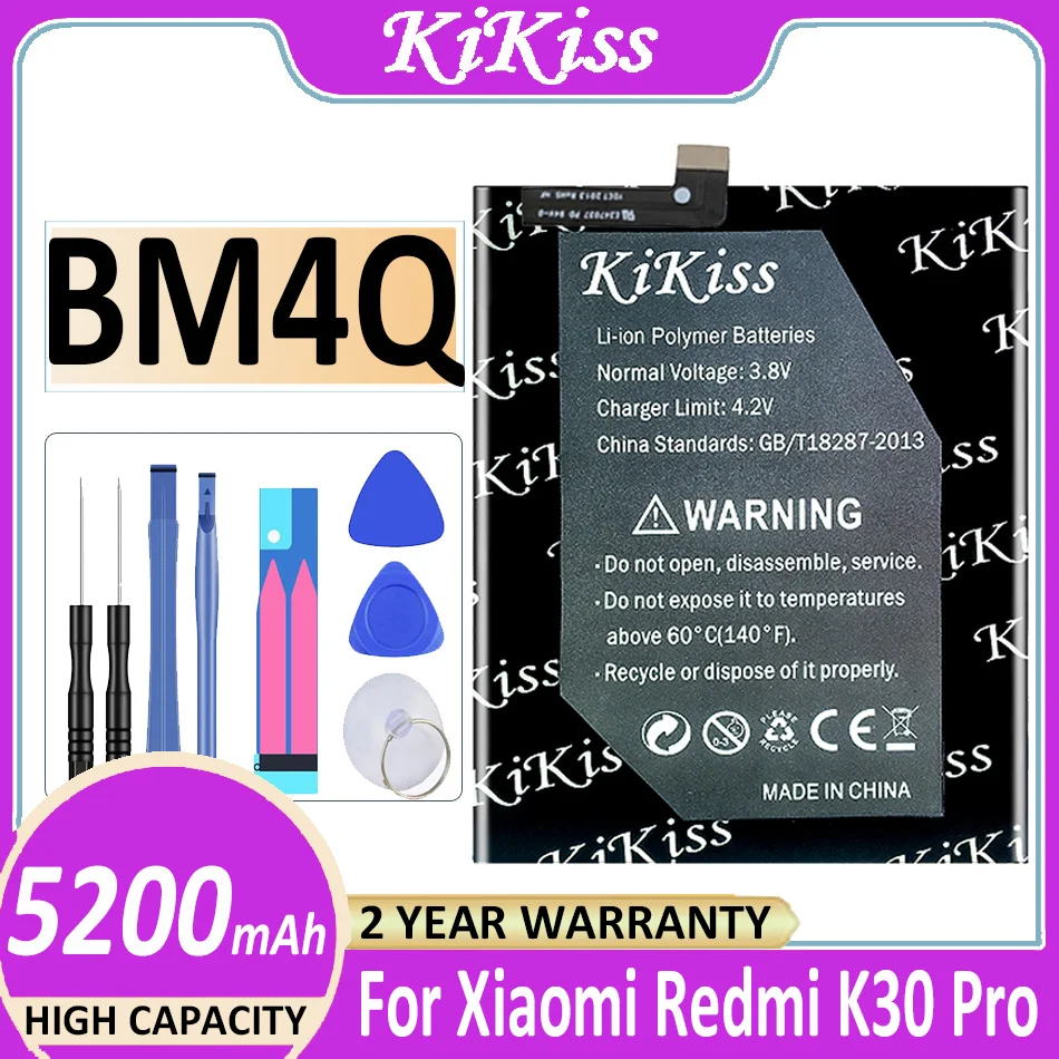 

Original KiKiss Battery BM4Q For Xiaomi Redmi K30 Pro K30pro 5200mAh BM4Q Poco F2 Pro Replacement Battery + Free Tools