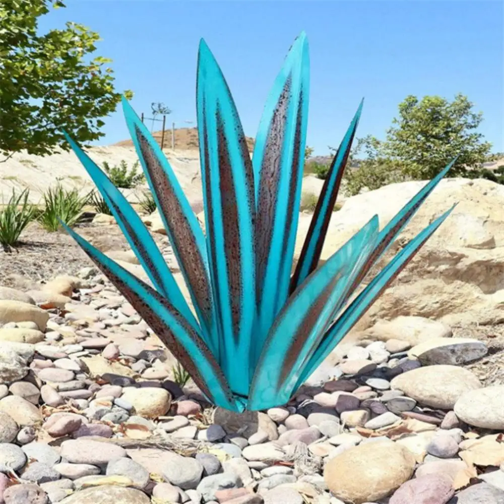 

DIY Simulation Art Agave Plant Ornaments Rustic Metal Sculpture For Outdoor Patio Yard Garden Decoration Stakes Lawn Statue