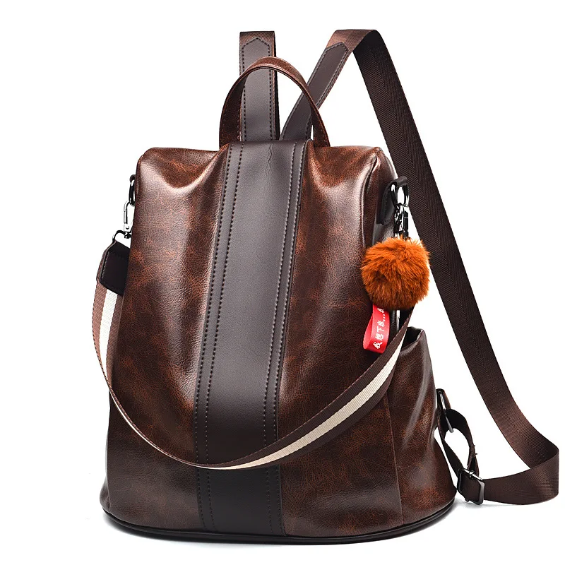 

TRAVEASY 2023 Casual PU Leather Large Capacity Backpack Women School Backpack for College Students Fashion Female Shoulder Bag