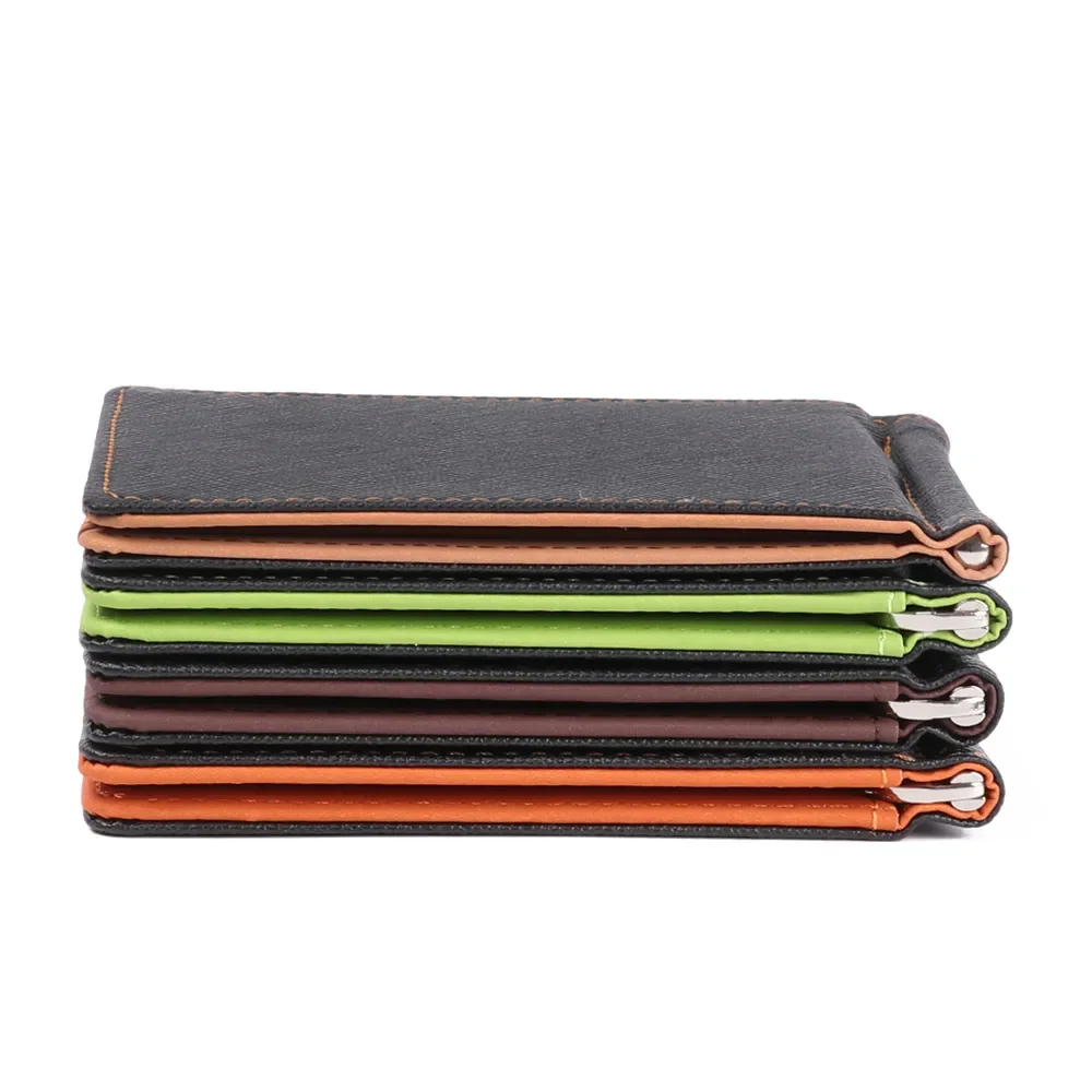 New  PU Leather Men Wallet Sollid Thin Bifold Money Clips Fashion Business Wallet Purse