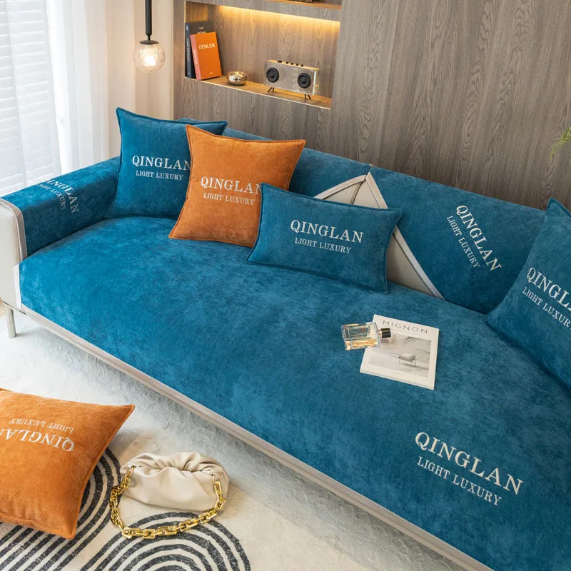 

Modern Simple Solid Color Sofa Cover Four Seasons Universal Luxury Chenille Non-slip Sofa Cushion Blanket Cover Anti Cat Scratch