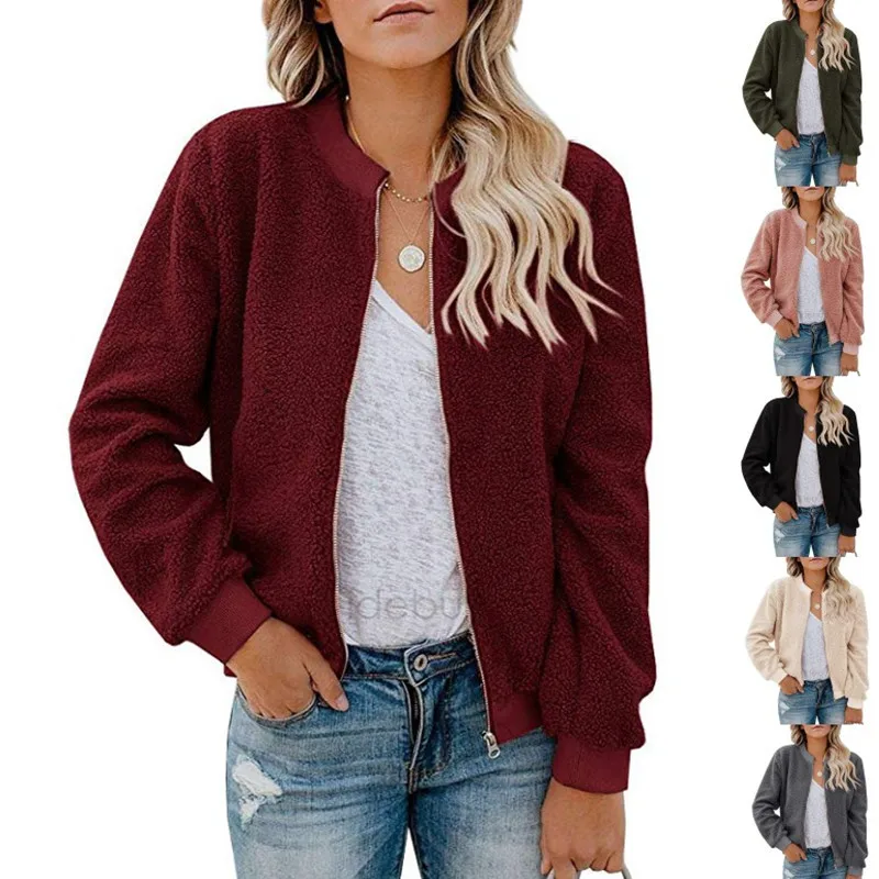 

Autumn and Winter New Plush Zipper Jacket Coat Top for Women