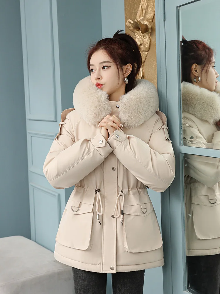 MEILLY DOLPHIN New 2023 Thicken Cotton Warm Winter Jacket Coat Women Casual Parkas Winter Clothes Fur Liner Short Hooded Outwear