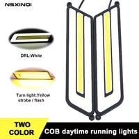 nsxinqi 2pcs led car drl daytime running lights waterproof universal auto headlight turn signal yellow flashstrobe day light