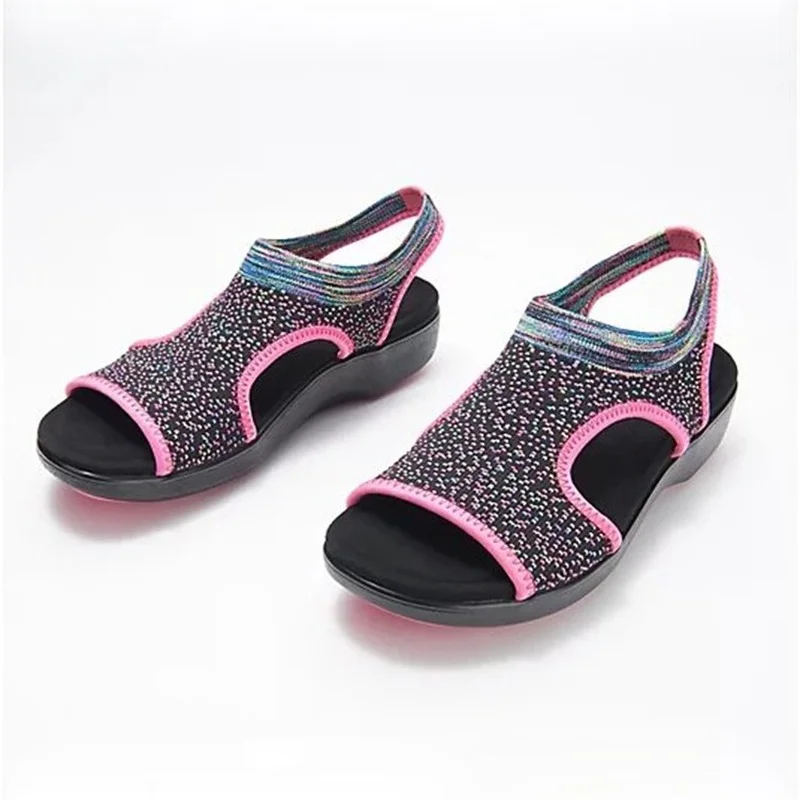 Women Sandals Summer Mesh Casual Ladies Wedges Shoes Solid Color Hollow Platform Open Toe Slip-on Female Sandalias Light Comfort