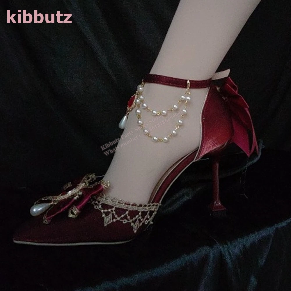 Туфли-лодочки с кристаллами и жемчугом бархатные туфли острым носком тонким