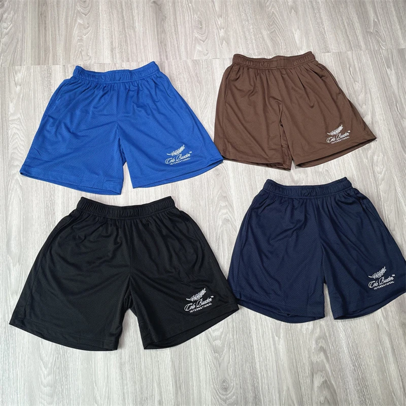 

Cole Buxton Embroidery Logo Shorts Men Women Mesh Drawstring Brown CB Breeches Inside Tags
