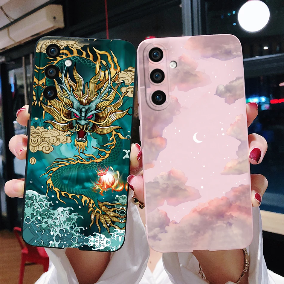 Чехол для телефона Samsung S23 FE 5G чехол S23FE с черным драконом силиконовый мягкий Galaxy S