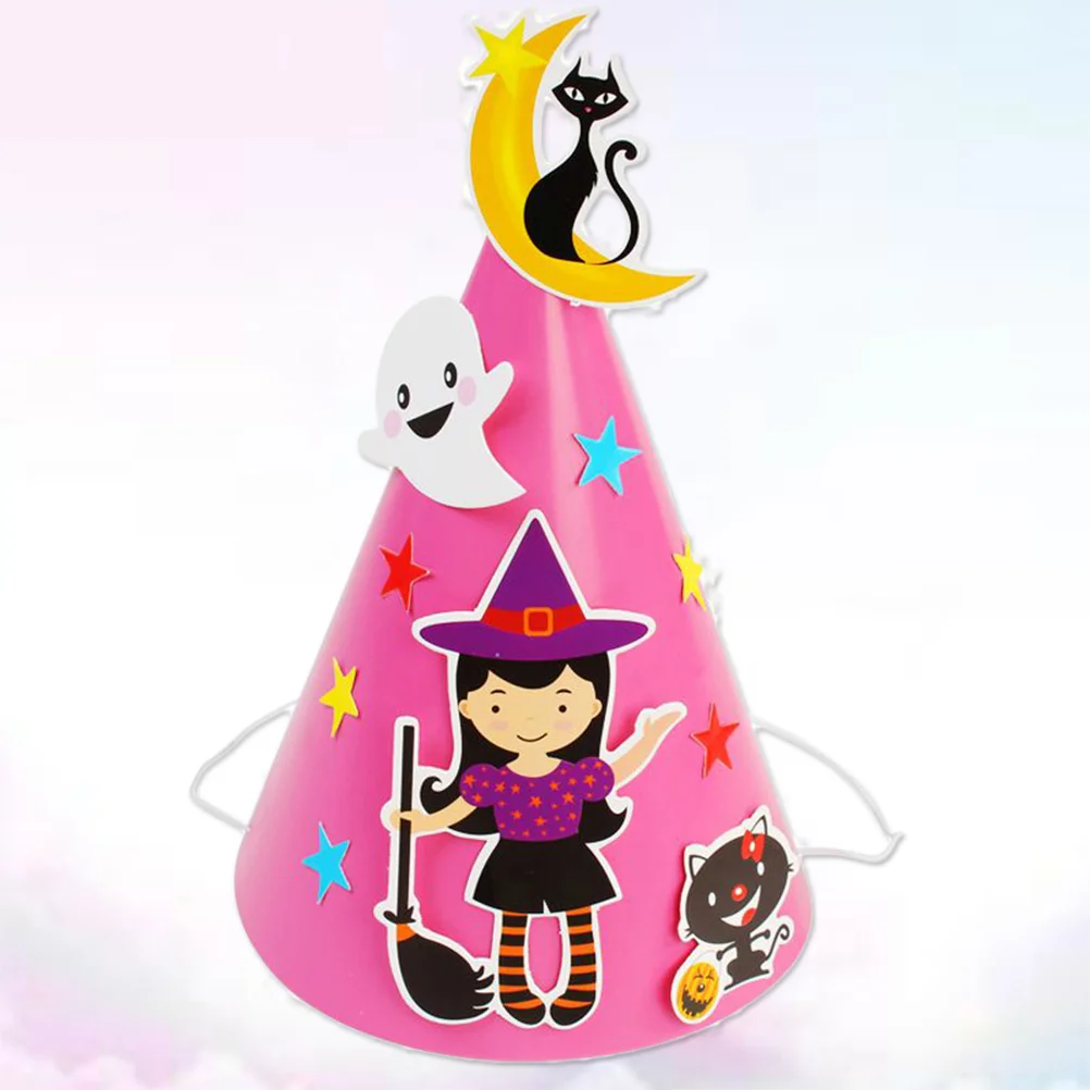 

Cartoon Creative DIY Paper Hat Ornament Supplies Favors Props for Kids (Witch)