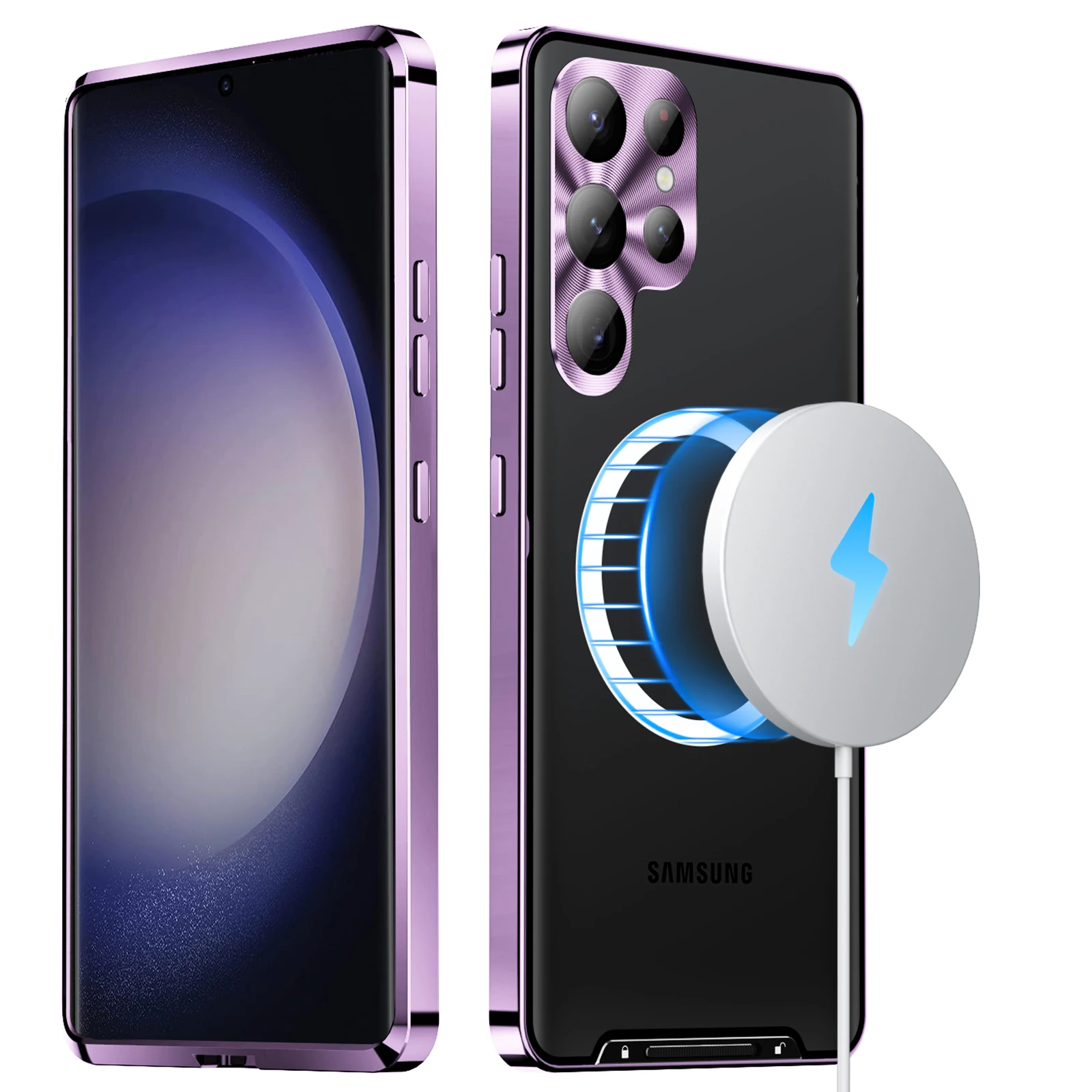 Металлический матовый чехол для Samsung Galaxy S23 Ultra S23 +, Магнитный чехол для телефона, совместимый с Magafe зарядкой и аксессуарами