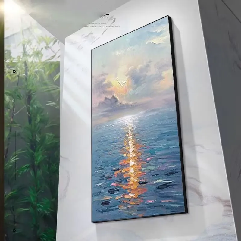 Чистая ручная картина маслом скандинавский пейзаж подвесная голубой вид на море