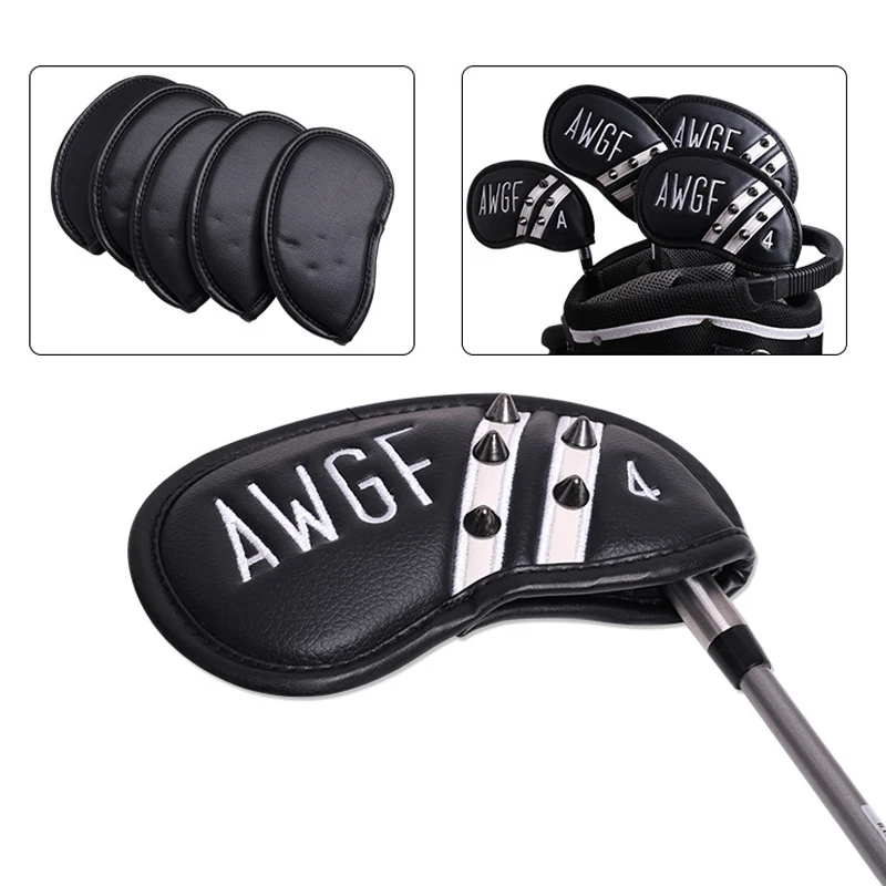 9pcs/set New Style Rivet Golf Club Iron Cover Male and Female Golf Iron Headcover Golf Club Iron Head Cover Wedge Cover