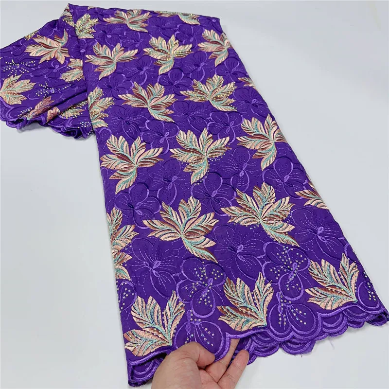 

5 yard Swiss lace fabric latest heavy beaded embroidery African 100% cotton fabrics Swiss voile lace popular Dubai style 3L17