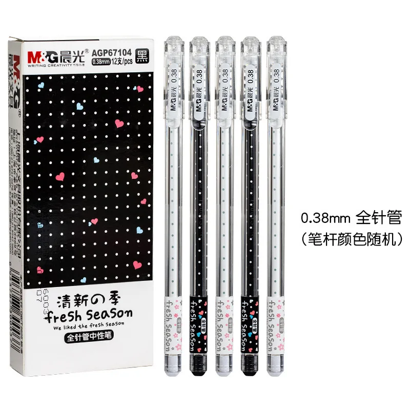 

12 шт./коробка, канцелярские принадлежности AGP67104, нейтральная ручка, свежий сезон, розовая Милая ручка, 0,38 мм Полная игла стандарта для студен...