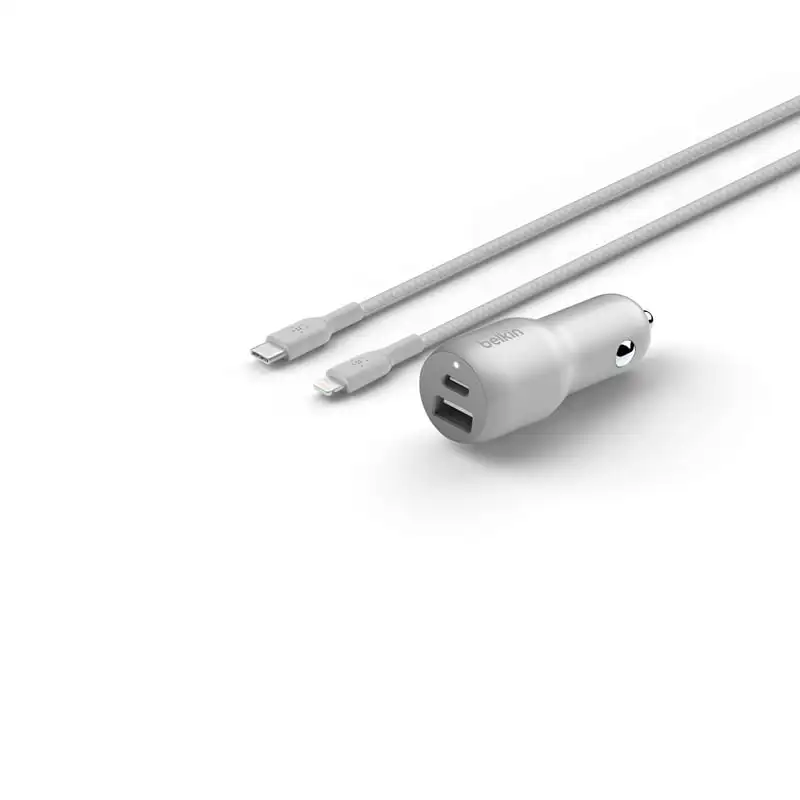 

37W Dual Fast Car Charger with PPS, 3.3 ft USB-C to Lightning Cable, Silver car accessories Free Shipping