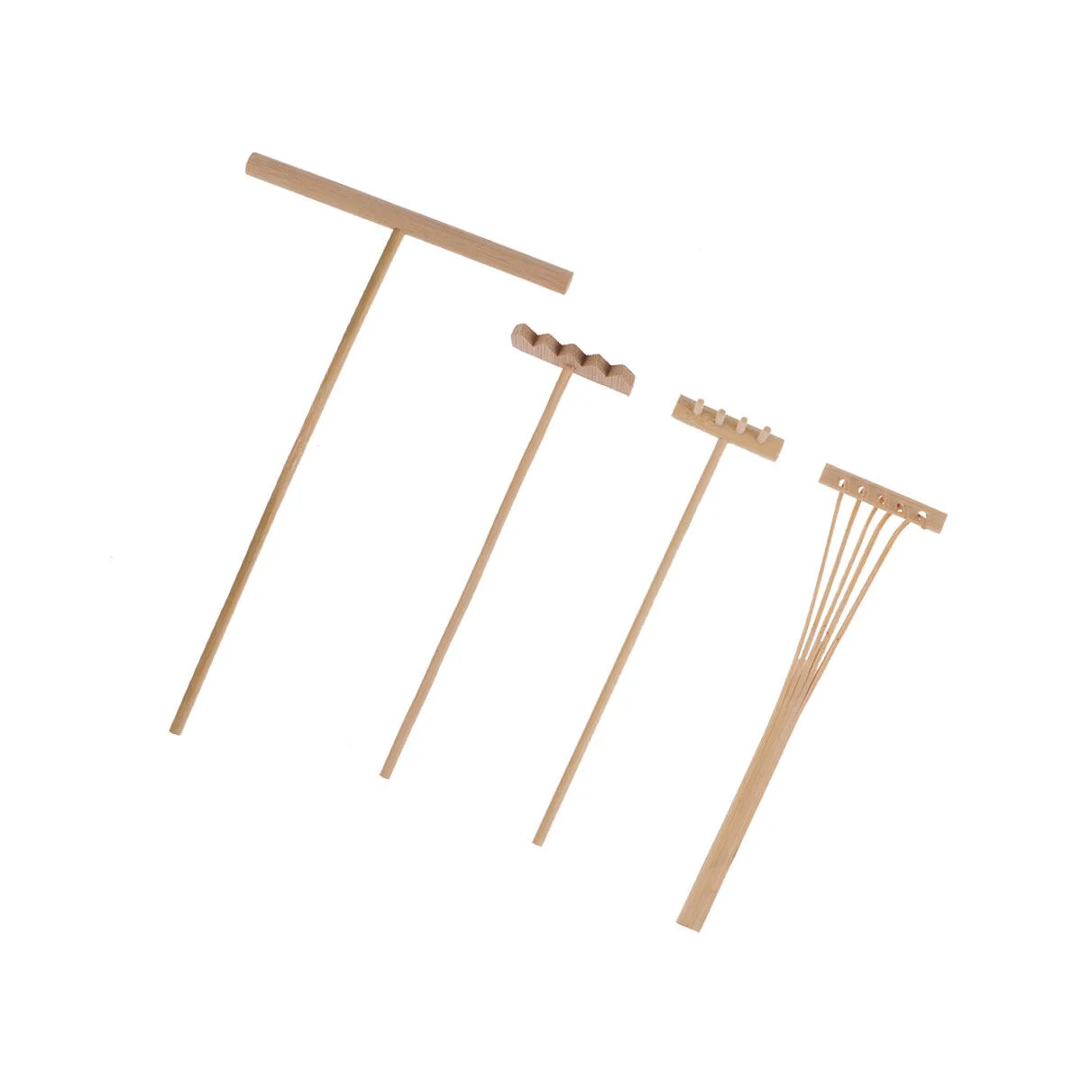 

4PCS Bamboo Rake Gardening Bonsai Potted Tool Mini Size Rake Sand Push Drawing Pen Set Desktop Decor Accessories