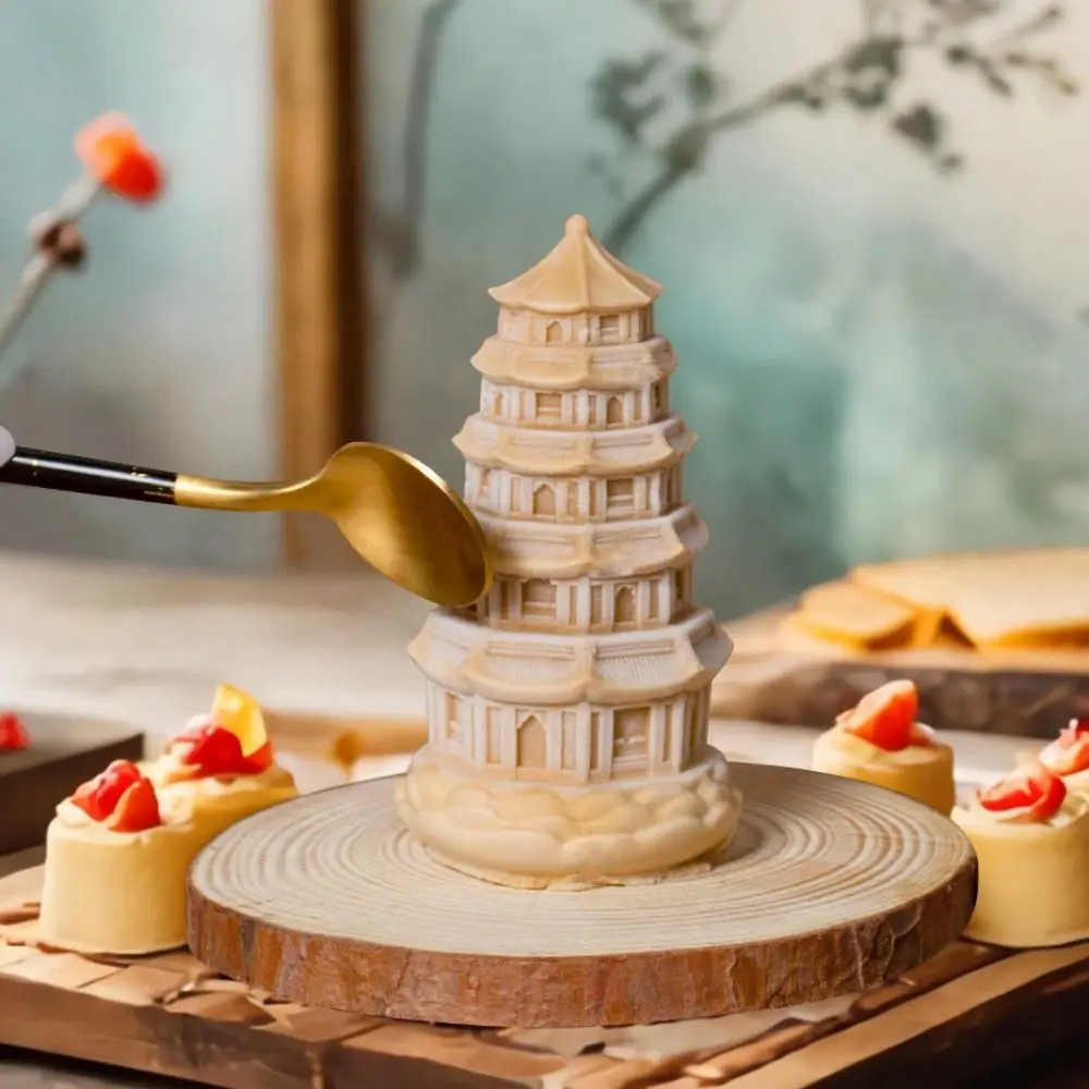 Силиконовая форма в китайском стиле Longhua Tower 3D имитация пудинга желе ручной