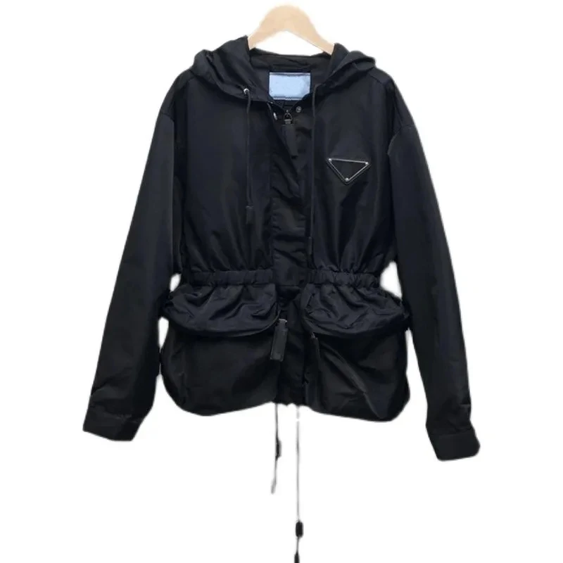 

Luxury Brand Designer Jacket for Women Waterproof Hooded Jacket Black