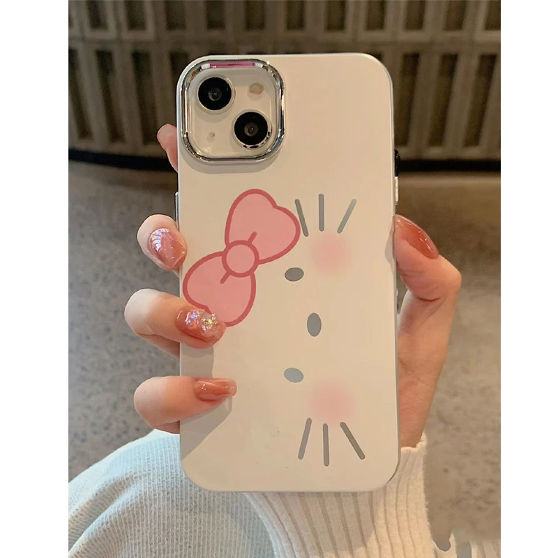 

Cartoon Kawaii Hello Kitty Iphone Phone Case with Chain for Iphone 12 13 14 Case Pro Max Max All-Inclusive Anti-Drop