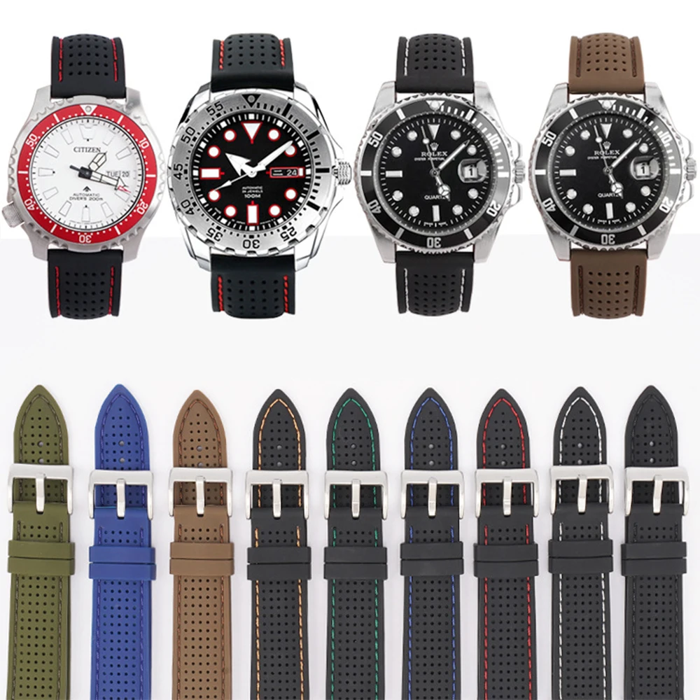 18/20/22/24mm Sport Silicone Wrist Band for Samsung S3 46mm Huawei Watch GT 3/2/2e/Pro for Mido Tissot Omega Citizen Watch Strap