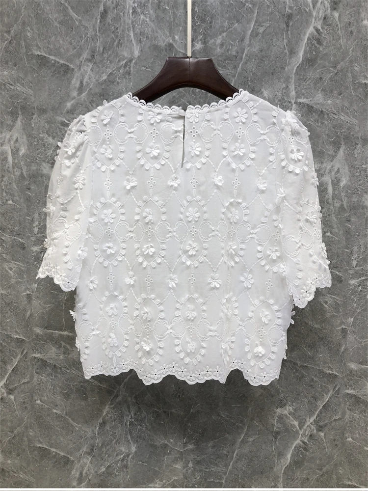 Женский комплект из двух предметов укороченный топ с цветочной вышивкой и