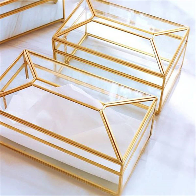 

Nordic glass tissue boxes storage toilet paper holder disposable Desk organizer napkins Home Decor