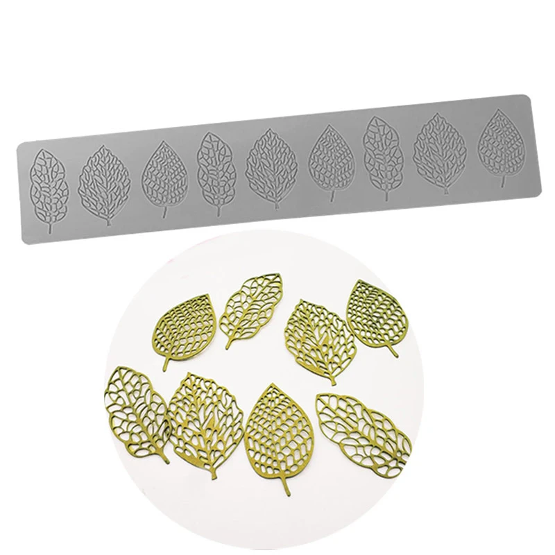 

1 Pc 12Cavity Leaf Shape Fondant Lace Pad Chocolate Silicone Crisp Mold For Cake Pastry Decorating Tools Baking Mould