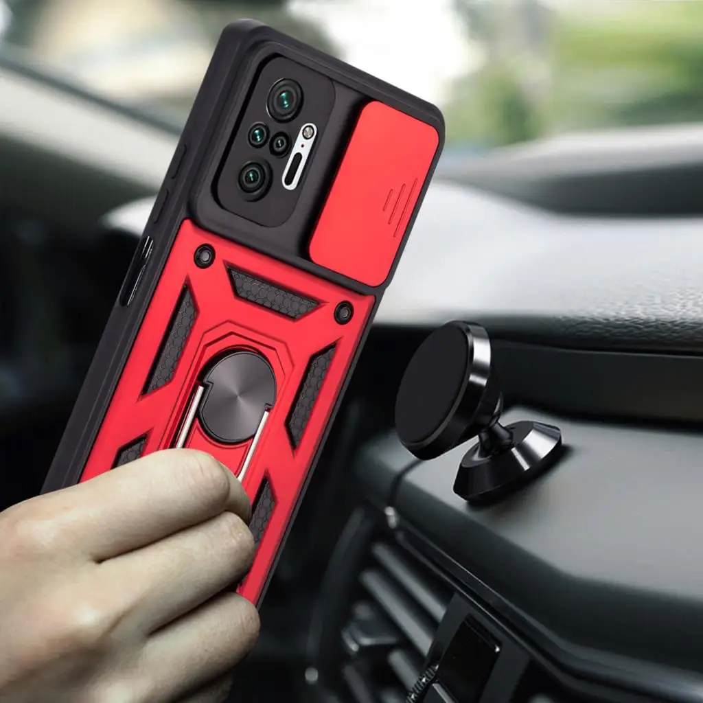 Protection Fashion Shockproof Phone Case For Xiaomi Redmi Note 10 10S Pro Max 5G Rugged Armor Car Magnetic Ring Kickstand Cover |
