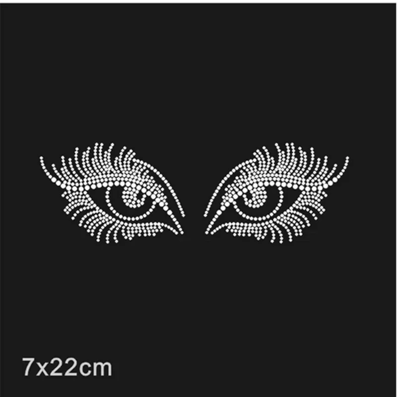 

One pair of eyes sticker applique patches sticker Hotfix iron on crystal transfers design iron on patches for child shirt dress