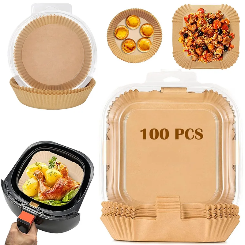 

50/100PCS Square Air Fryer Disposable Paper Liner Non-Stick Air Fryer Parchment Paper Baking Paper Filters For Micro-wave Oven