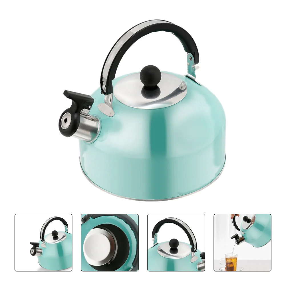 

Stainless Steel Water Pitcher Pot Teapot Boiled Kettle Gas Stove 19X18.5X18.5CM Whistling Sky-blue