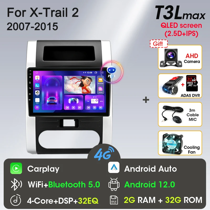 

Srnubi Android 12 Carplay автомобильный радиоприемник для Nissan X-Trail XTrail X Trail 2 T31 2007-2015 мультимедийный плеер GPS карта 2 Din Стерео DVD