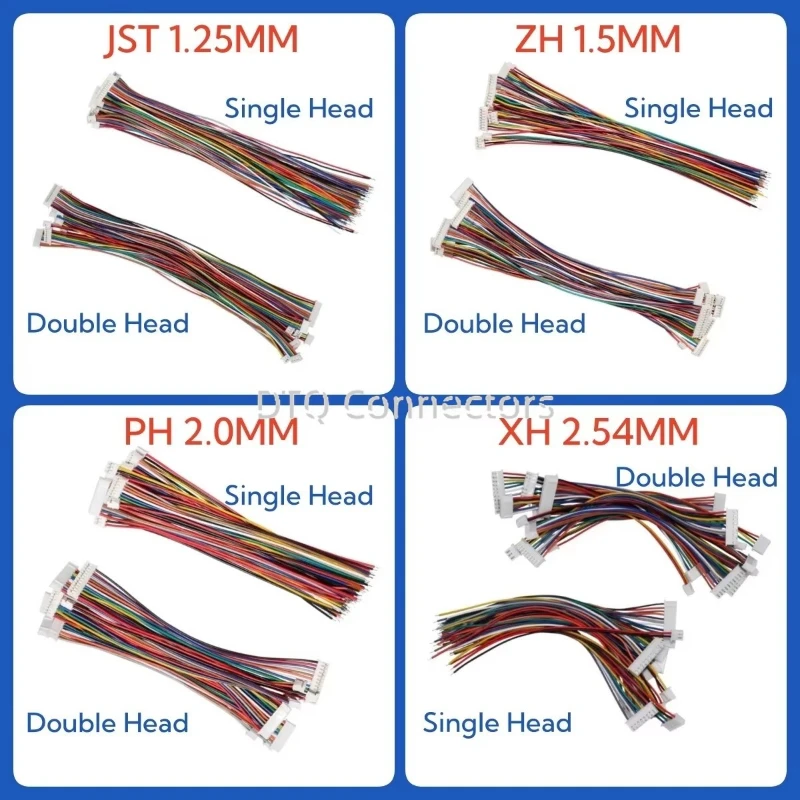 Фото 10 шт./лот JST1.25MM ZH1.5MM PH2.0MM XH2.54MM 2/3/4/5/6/7/8/10P/12 Pin 10 см/20 см/30 см гнездовой разъем с проводом №2