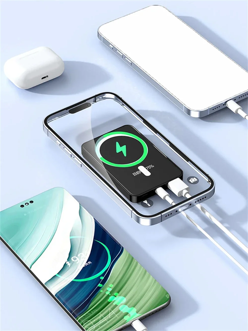 Фото Новый 10000 мАч Macsafe Power Bank Магнитный беспроводной Powerbank 22,5 Вт Быстрое зарядное устройство для iPhone Xiaomi Samsung Внешняя батарея телефона №4