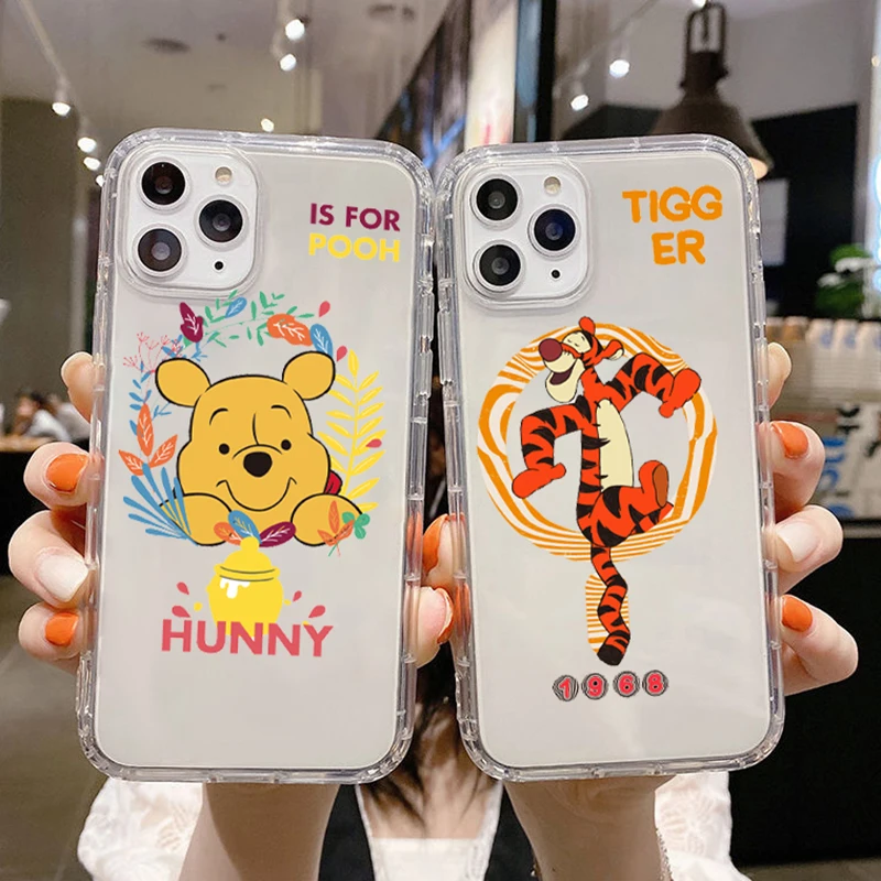 

Liquid Silicone Soft Cover Cute Edward Pooh For Apple iPhone 11 13 MAX 12 mini 8 7 6 XS XR SE 2020 Pro Plus transparent shell
