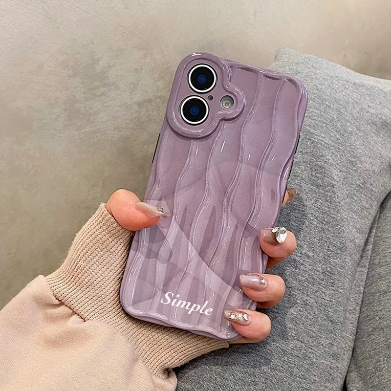 Чехол для телефона с градиентным серым волнистым узором iPhone 16 15 14 13 12 Pro Max мягкая