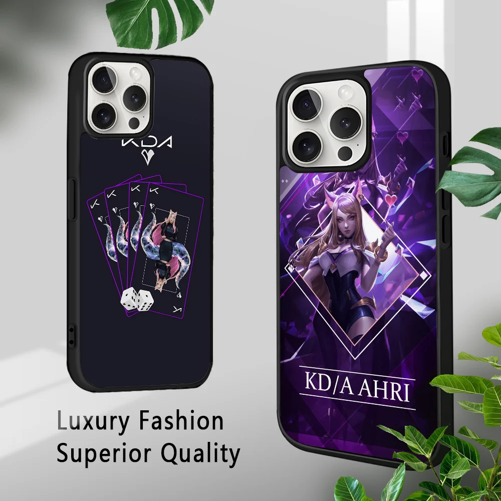 L-LOLS KDA A-Ahri Phone Case For iPhone 16 15 14 13 12 11 Pro Xs Max Mini Plus Celulares Hard Funda